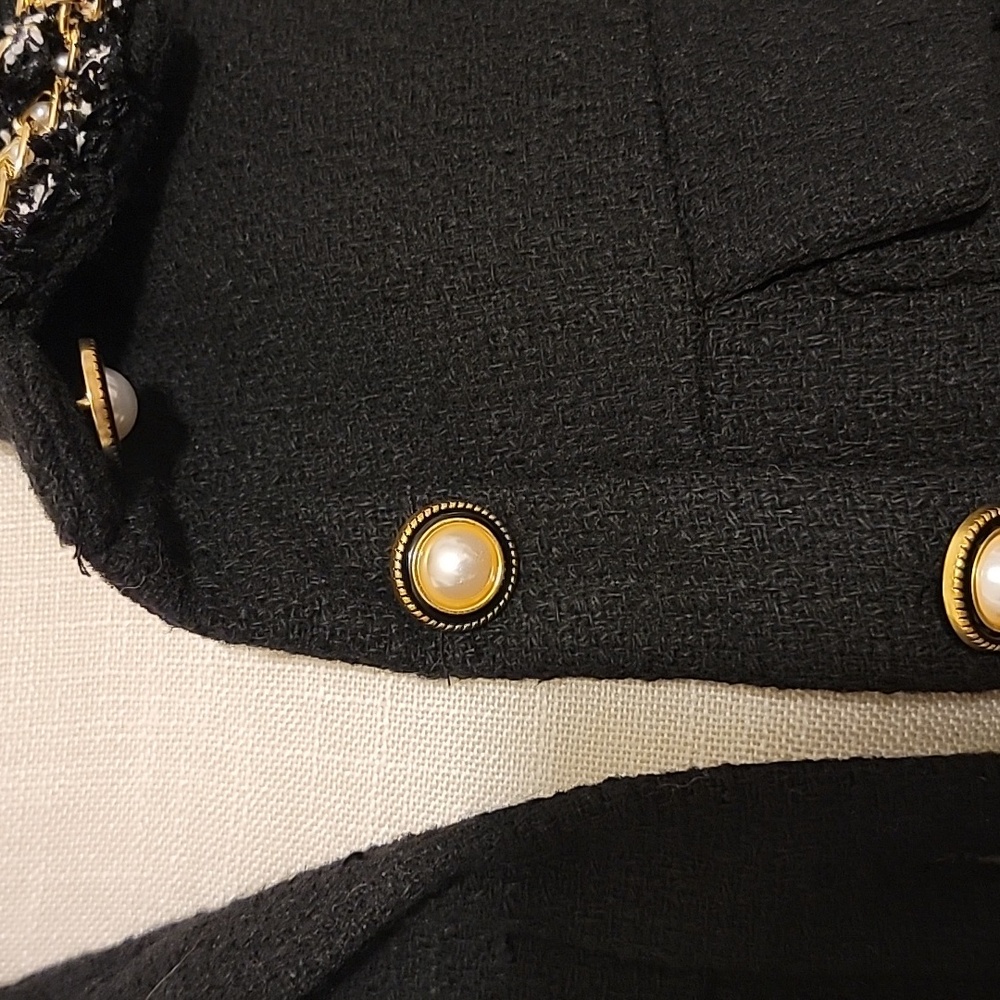 Black Women's BLAZER with Gold Accents - Picture 3 of 9